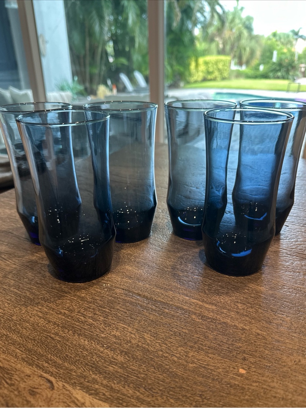 Vintage Libbey Apollo Dusky Blue Beverage Glass 16 oz qty 6